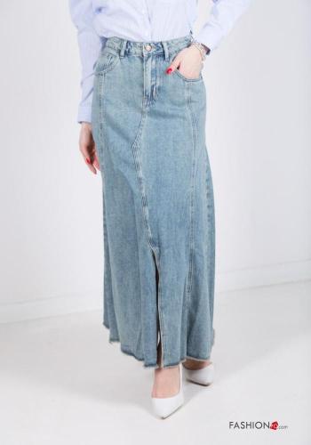 Gonna in Cotone denim Longuette con tasche - ph 2