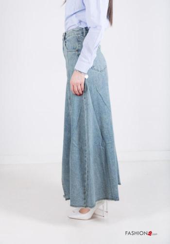 Gonna in Cotone denim Longuette con tasche - ph 3