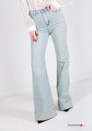 hoher Taille wide leg Jeans aus Baumwolle mit Taschen - ph 2