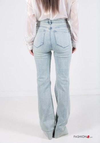 hoher Taille wide leg Jeans aus Baumwolle mit Taschen - ph 4