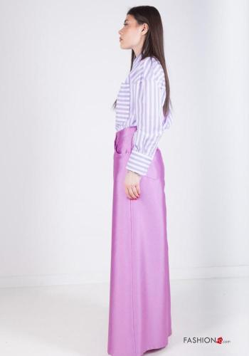 Pantalone raso wide leg con tasche con elastico - ph 3