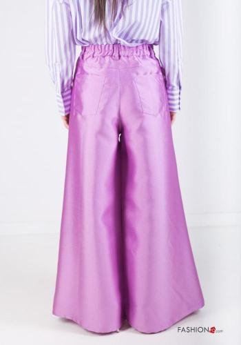Pantalone raso wide leg con tasche con elastico - ph 4