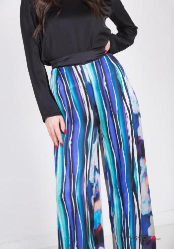 Bedrucktes hoher Taille wide leg Hose mit gummizug - ph 3