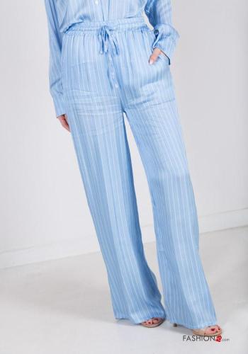 Striped wide leg Trousers with drawstring with elastic with pockets - ph 2