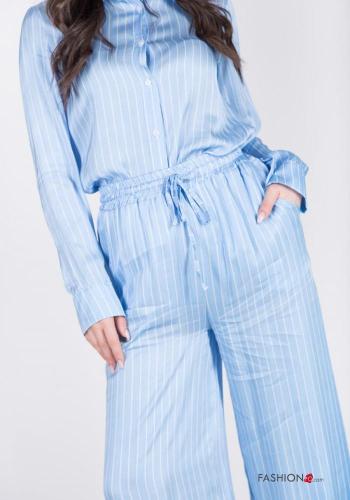 Striped wide leg Trousers with drawstring with elastic with pockets - ph 3