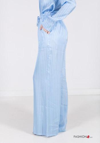 Striped wide leg Trousers with drawstring with elastic with pockets - ph 4