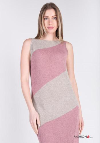 Striped Cotton Sleeveless Dress with split - ph 2