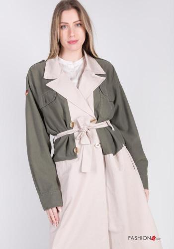 doppelreihig Trenchcoat aus Baumwolle mit Taschen mit stoffgürtel - ph 2