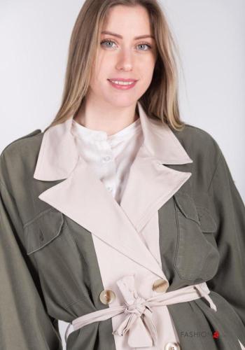 doppelreihig Trenchcoat aus Baumwolle mit Taschen mit stoffgürtel - ph 3