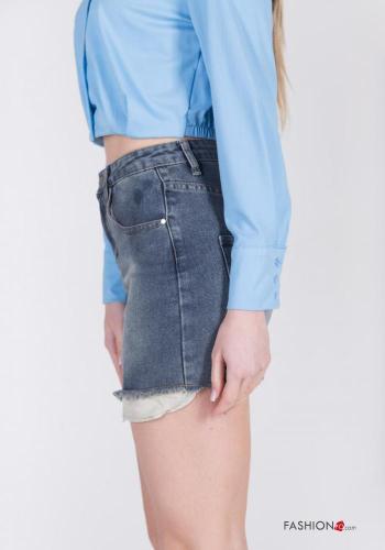 Minigonna in Cotone denim taglio vivo con tasche - ph 4