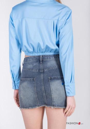 Minigonna in Cotone denim taglio vivo con tasche - ph 5