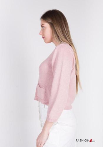 Maglione in Cotone corto con tasche scollo a V - ph 3