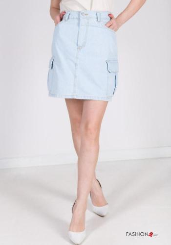 Minigonna in Cotone denim con tasche - ph 2
