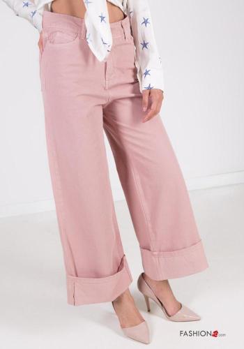 wide leg Cotton Jeans with buttons with pockets - ph 2