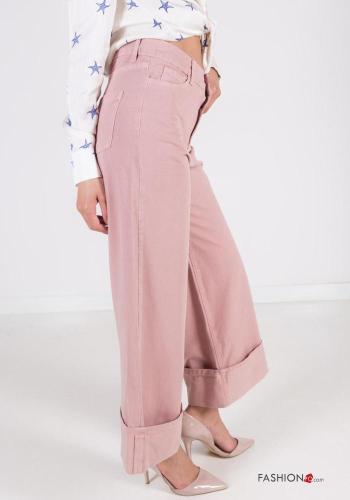 wide leg Cotton Jeans with buttons with pockets - ph 3