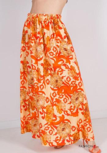 Floral long Cotton Skirt with elastic - ph 2