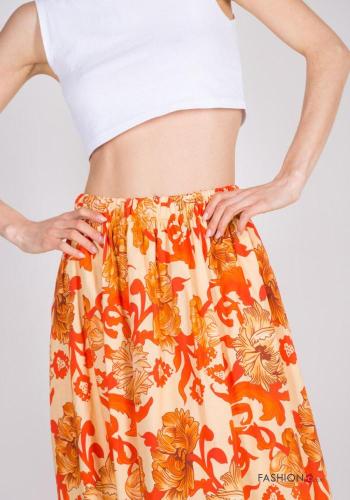 Floral long Cotton Skirt with elastic - ph 3