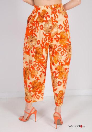 Pantalone in Cotone Fantasia floreale con tasche con elastico - ph 5