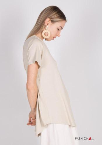 Blusa in Cotone maniche corte scollo a V - ph 3