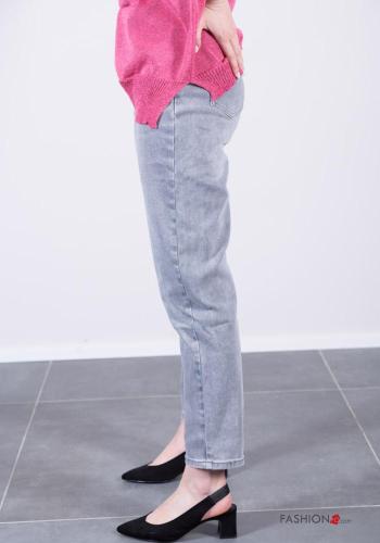 Denim Jeans aus Baumwolle mit Knöpfen mit Reißverschluss mit Taschen - ph 3
