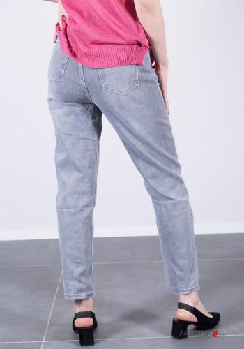 Denim Jeans aus Baumwolle mit Knöpfen mit Reißverschluss mit Taschen - ph 4