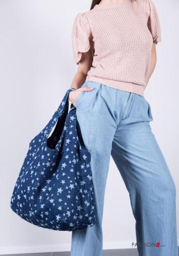 Printed denim oversized Cotton Shoulder bag - ph 2