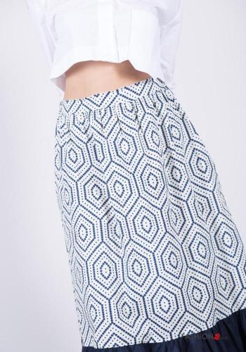 Gonna in Cotone denim lungo Fantasia geometrica con balze con tasche - ph 3