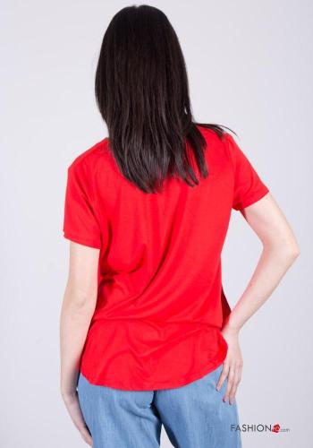 kurze ärmel Bluse mit V-Ausschnitt - ph 3