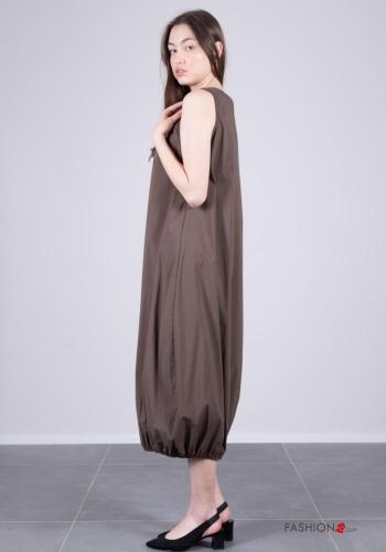 Abito in Cotone lungo senza maniche a sacchetto con tasche con elastico - ph 3