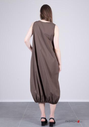 Abito in Cotone lungo senza maniche a sacchetto con tasche con elastico - ph 4