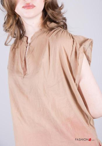 Blusa in Cotone maniche corte con bottoni - ph 2