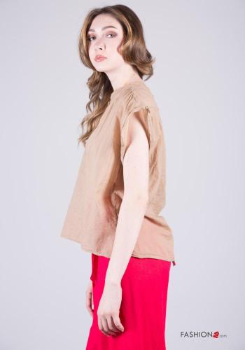 Blusa in Cotone maniche corte con bottoni - ph 3