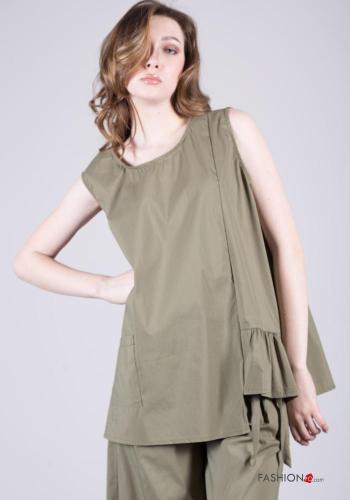 ärmellos maxi Bluse aus Baumwolle mit Taschen - ph 2
