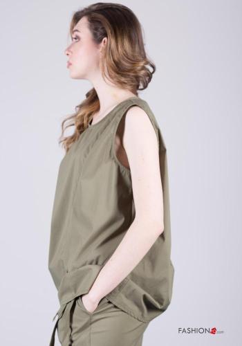 ärmellos maxi Bluse aus Baumwolle mit Taschen - ph 3