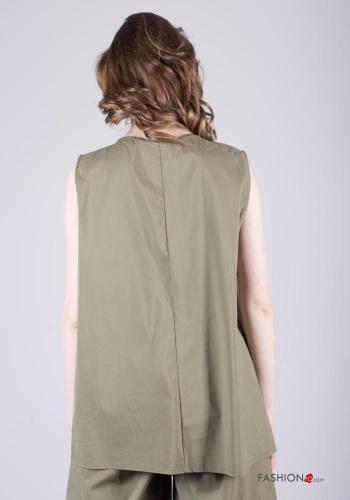 ärmellos maxi Bluse aus Baumwolle mit Taschen - ph 4