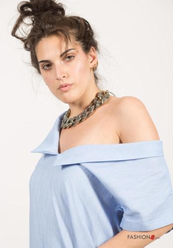 Abito in Cotone maxi maniche corte con colletto - ph 3