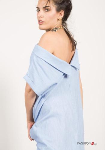Abito in Cotone maxi maniche corte con colletto - ph 5