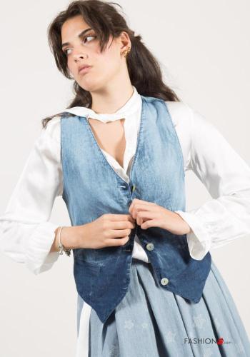 Colete em Algodão denim com botões decote profundo - ph 2