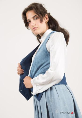 Colete em Algodão denim com botões decote profundo - ph 3
