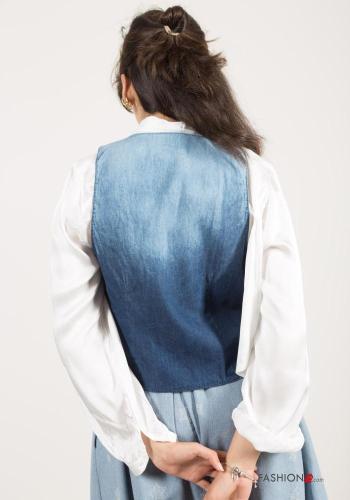 Colete em Algodão denim com botões decote profundo - ph 4