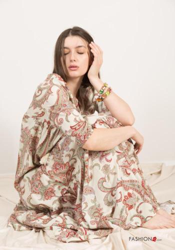 Abito lungo Fantasia paisley con balze maniche a tre quarti - ph 2