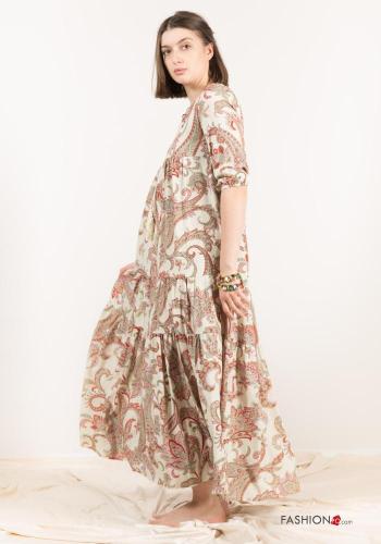 Abito lungo Fantasia paisley con balze maniche a tre quarti - ph 3