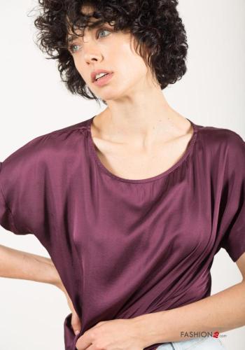 Blouse manches courtes satin col rond - ph 2