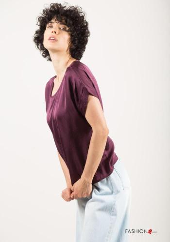 Blouse manches courtes satin col rond - ph 3
