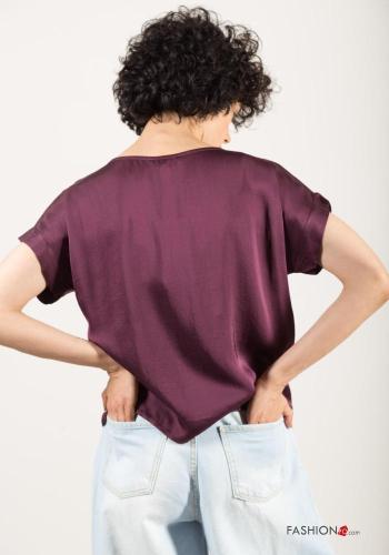 Blouse manches courtes satin col rond - ph 4