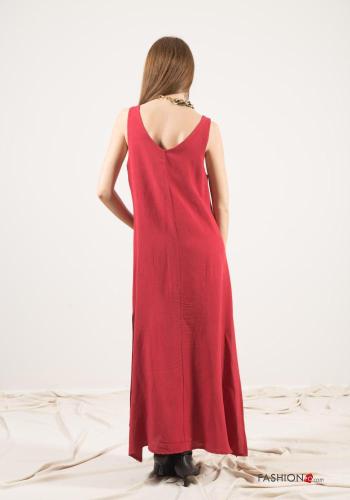 sleeveless backless Linen Dress with split plunging neckline - ph 4