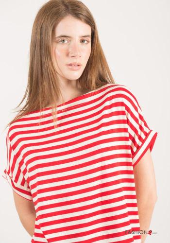 T-shirt in Lino maniche corte Fantasia righe - ph 2