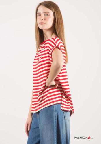 T-shirt in Lino maniche corte Fantasia righe - ph 3