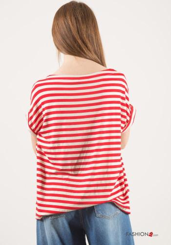 T-shirt in Lino maniche corte Fantasia righe - ph 4