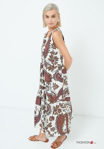 Vestido de Algodón largo sin mangas cuello redondo Estampado de Paisley - ph 3